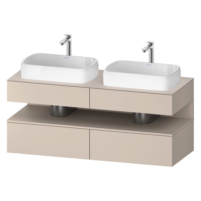 Duravit Qatego Konsolenwaschtischunterbau mit zwei Ausschnitten 140 x 60 cm, 4 Auszüge, mit LED Beleuchtung