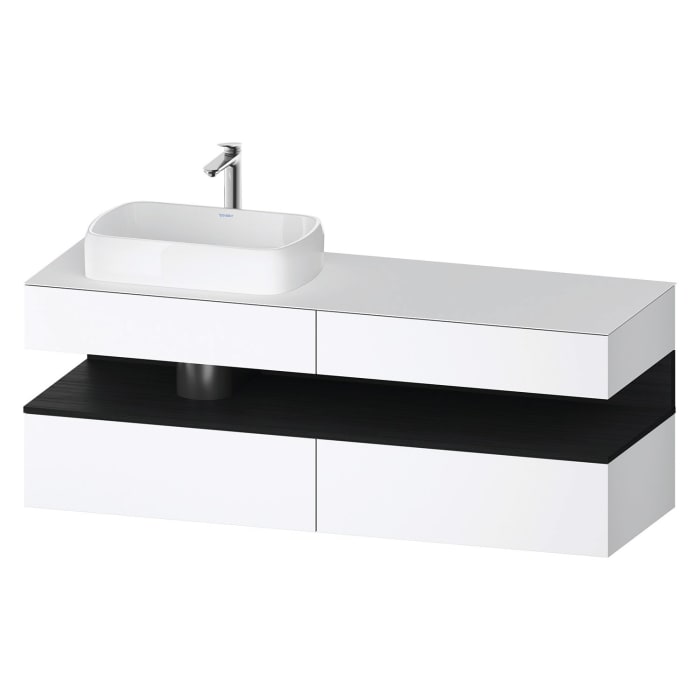 Duravit Qatego Konsolenwaschtischunterbau mit Ausschnitt links 160 x 60 cm, 4 Auszüge, mit LED Beleuchtung