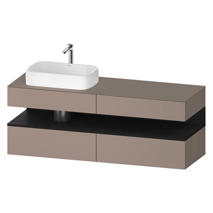 Duravit Qatego Konsolenwaschtischunterbau mit Ausschnitt links 160 x 60 cm, 4 Auszüge