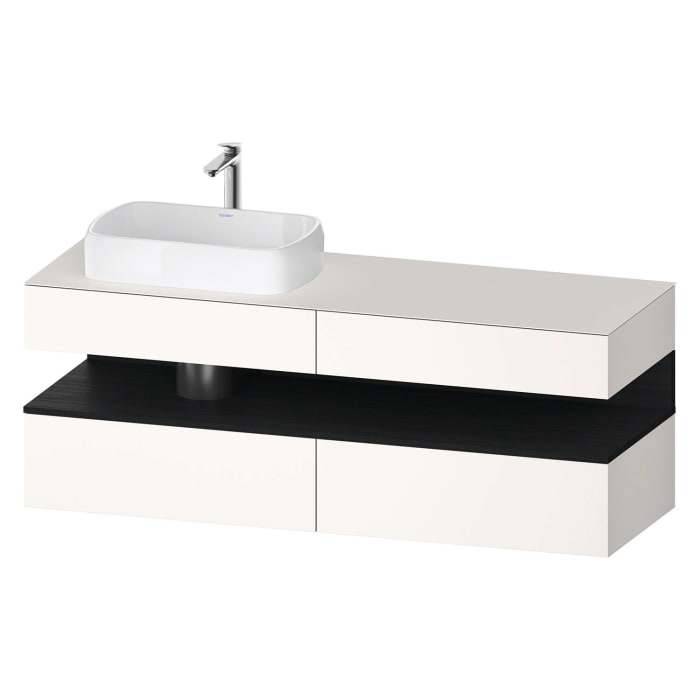 Duravit Qatego Konsolenwaschtischunterbau mit Ausschnitt links 160 x 60 cm, 4 Auszüge, mit LED Beleuchtung