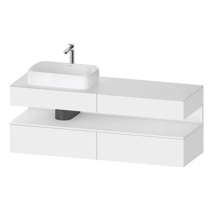 Duravit Qatego Konsolenwaschtischunterbau mit Ausschnitt links 160 x 60 cm, 4 Auszüge