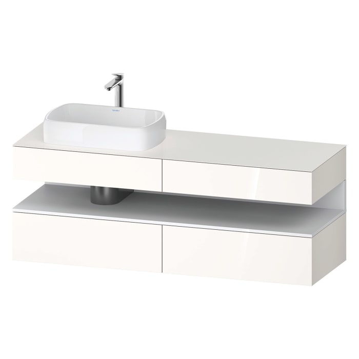 Duravit Qatego Konsolenwaschtischunterbau mit Ausschnitt links 160 x 60 cm, 4 Auszüge, mit LED Beleuchtung