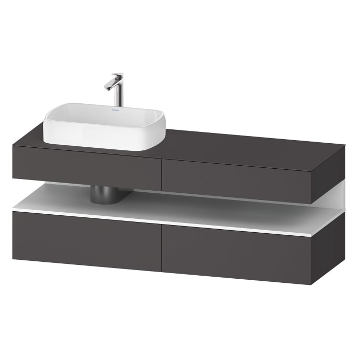 Duravit Qatego Konsolenwaschtischunterbau mit Ausschnitt links 160 x 60 cm, 4 Auszüge