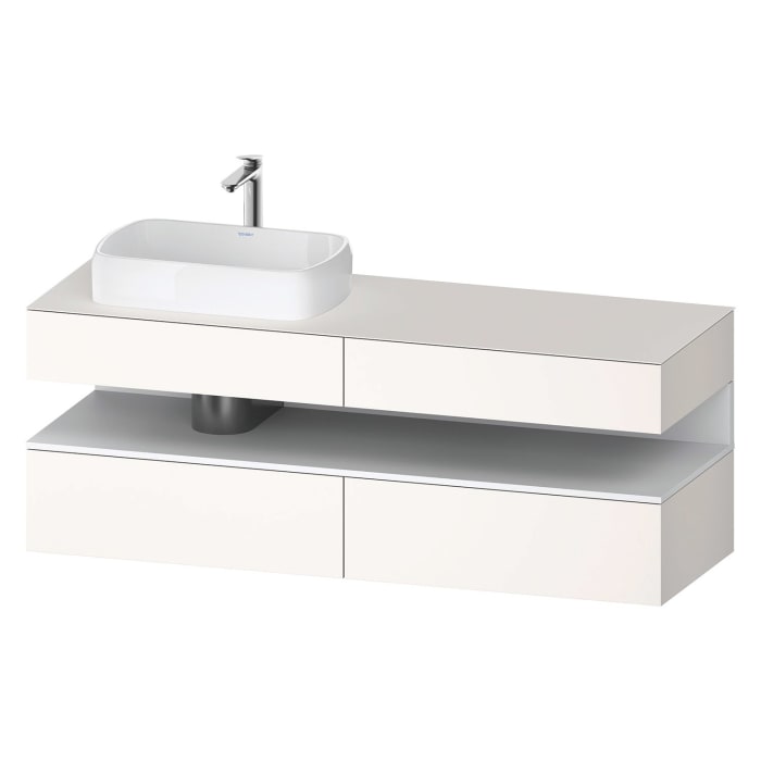 Duravit Qatego Konsolenwaschtischunterbau mit Ausschnitt links 160 x 60 cm, 4 Auszüge