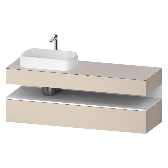 Duravit Qatego Konsolenwaschtischunterbau mit Ausschnitt links 160 x 60 cm, 4 Auszüge, mit LED Beleuchtung