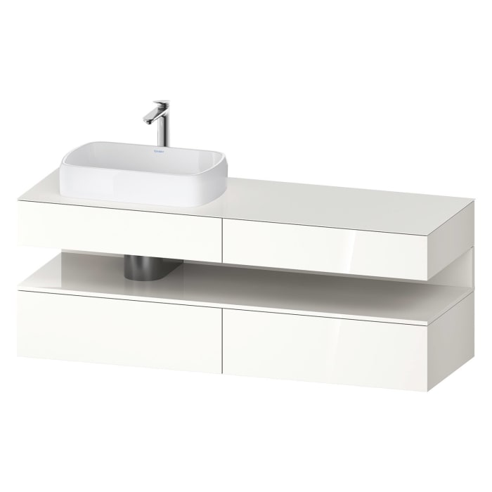 Duravit Qatego Konsolenwaschtischunterbau mit Ausschnitt links 160 x 60 cm, 4 Auszüge