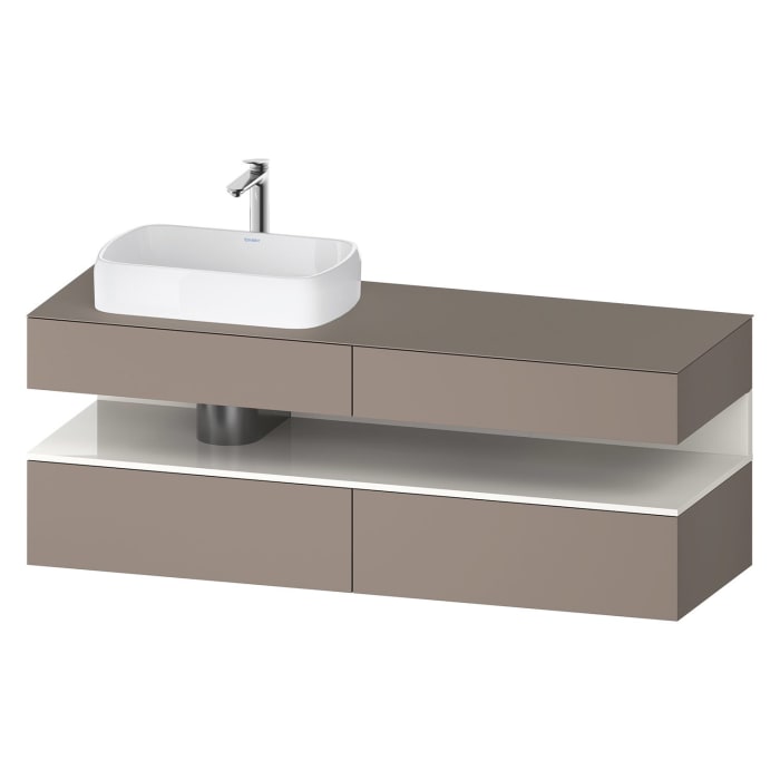 Duravit Qatego Konsolenwaschtischunterbau mit Ausschnitt links 160 x 60 cm, 4 Auszüge, mit LED Beleuchtung