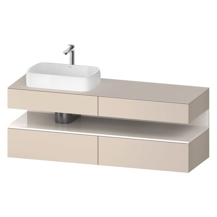 Duravit Qatego Konsolenwaschtischunterbau mit Ausschnitt links 160 x 60 cm, 4 Auszüge
