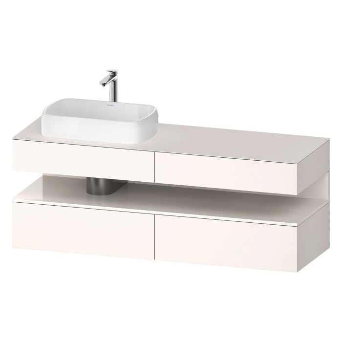 Duravit Qatego Konsolenwaschtischunterbau mit Ausschnitt links 160 x 60 cm, 4 Auszüge, mit LED Beleuchtung