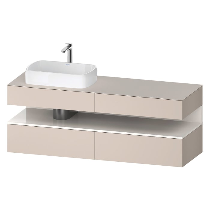 Duravit Qatego Konsolenwaschtischunterbau mit Ausschnitt links 160 x 60 cm, 4 Auszüge, mit LED Beleuchtung