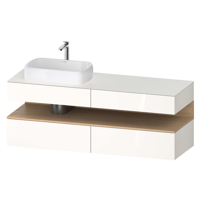 Duravit Qatego Konsolenwaschtischunterbau mit Ausschnitt links 160 x 60 cm, 4 Auszüge, mit LED Beleuchtung