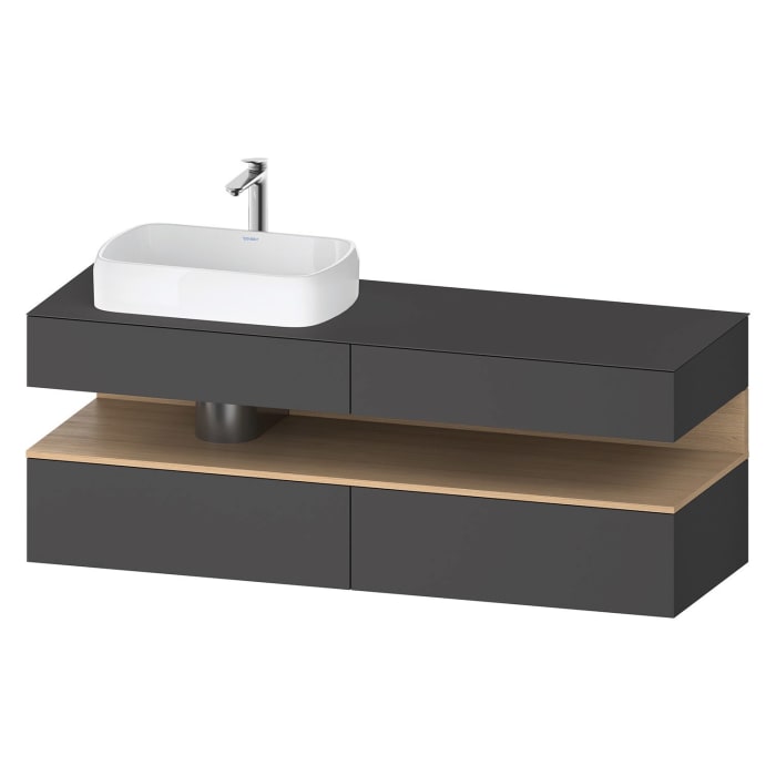 Duravit Qatego Konsolenwaschtischunterbau mit Ausschnitt links 160 x 60 cm, 4 Auszüge, mit LED Beleuchtung