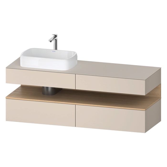 Duravit Qatego Konsolenwaschtischunterbau mit Ausschnitt links 160 x 60 cm, 4 Auszüge
