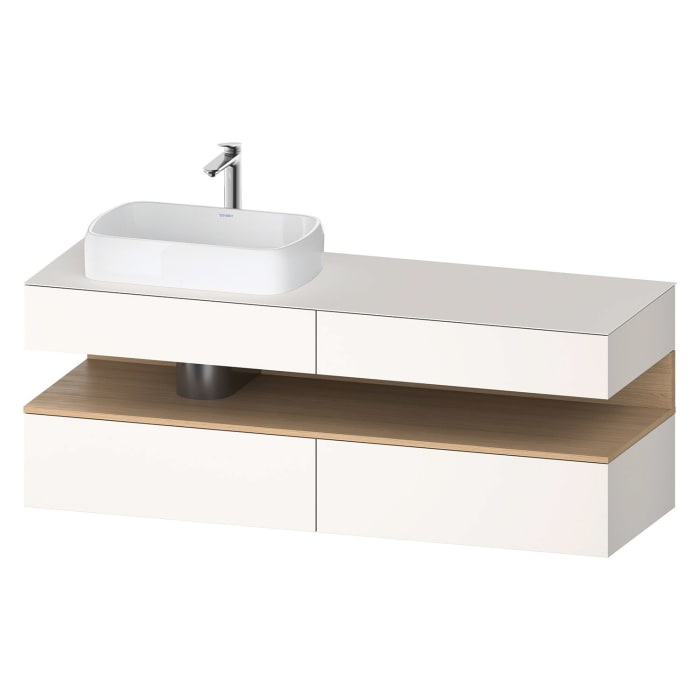 Duravit Qatego Konsolenwaschtischunterbau mit Ausschnitt links 160 x 60 cm, 4 Auszüge