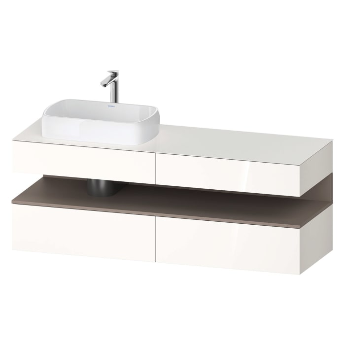 Duravit Qatego Konsolenwaschtischunterbau mit Ausschnitt links 160 x 60 cm, 4 Auszüge