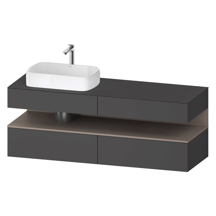 Duravit Qatego Konsolenwaschtischunterbau mit Ausschnitt links 160 x 60 cm, 4 Auszüge