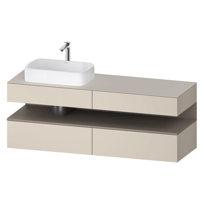 Duravit Qatego Konsolenwaschtischunterbau mit Ausschnitt links 160 x 60 cm, 4 Auszüge, mit LED Beleuchtung