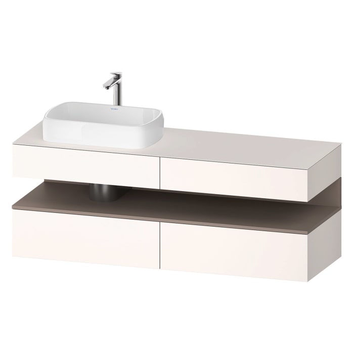 Duravit Qatego Konsolenwaschtischunterbau mit Ausschnitt links 160 x 60 cm, 4 Auszüge, mit LED Beleuchtung