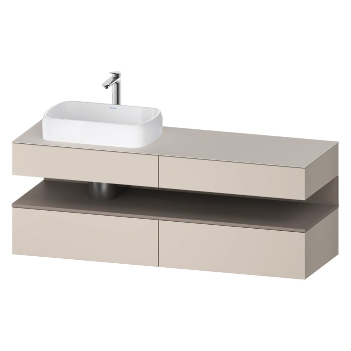 Duravit Qatego Konsolenwaschtischunterbau mit Ausschnitt links 160 x 60 cm, 4 Auszüge