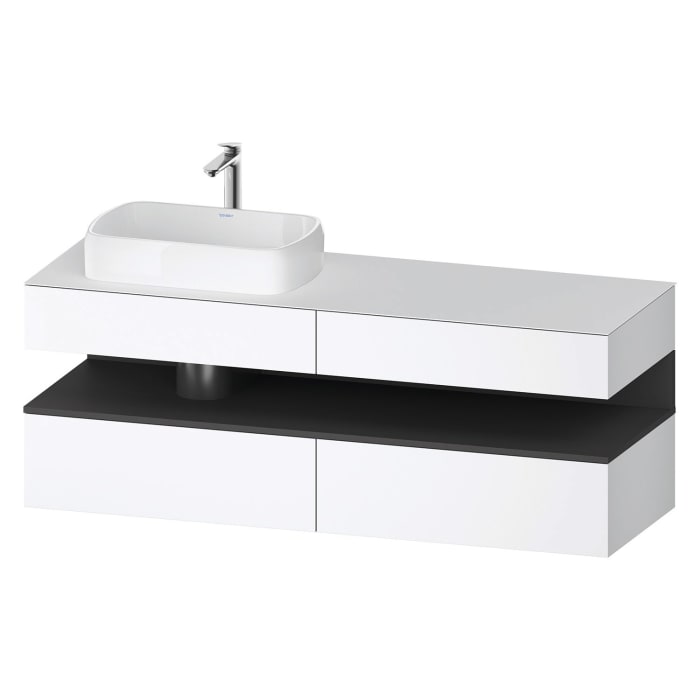 Duravit Qatego Konsolenwaschtischunterbau mit Ausschnitt links 160 x 60 cm, 4 Auszüge