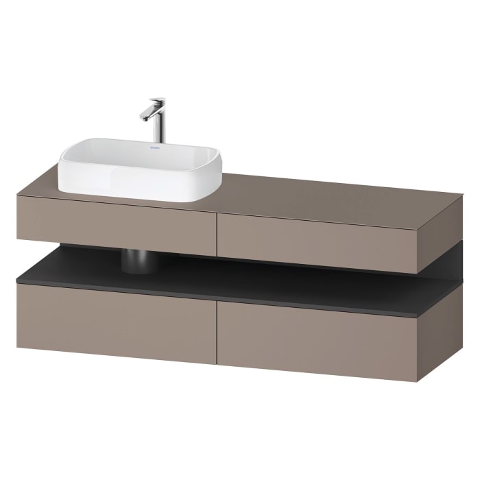 Duravit Qatego Konsolenwaschtischunterbau mit Ausschnitt links 160 x 60 cm, 4 Auszüge, mit LED Beleuchtung