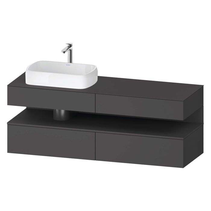 Duravit Qatego Konsolenwaschtischunterbau mit Ausschnitt links 160 x 60 cm, 4 Auszüge, mit LED Beleuchtung