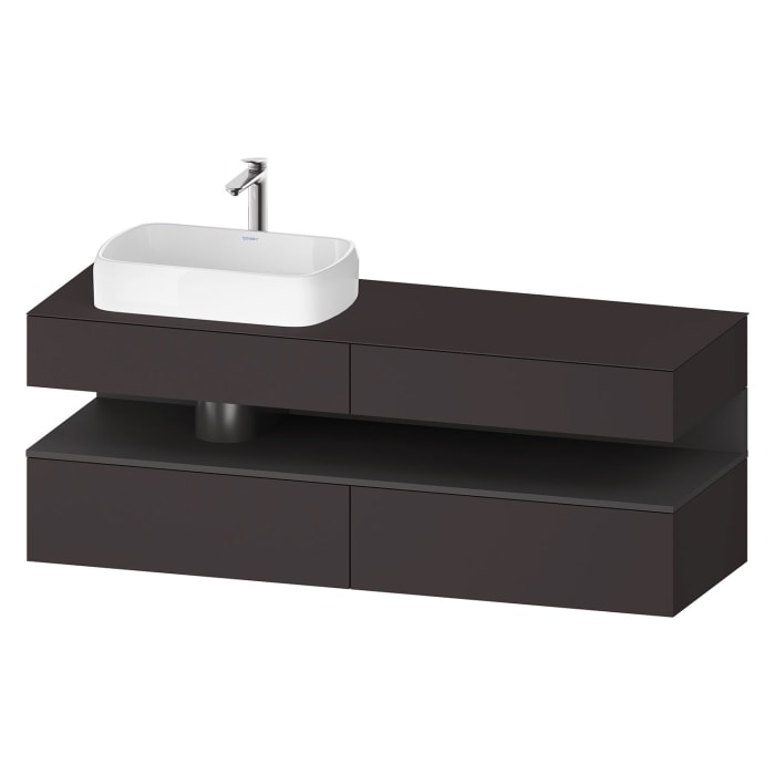 Duravit Qatego Konsolenwaschtischunterbau mit Ausschnitt links 160 x 60 cm, 4 Auszüge, mit LED Beleuchtung