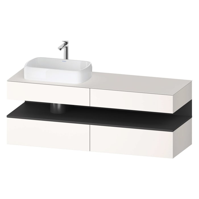 Duravit Qatego Konsolenwaschtischunterbau mit Ausschnitt links 160 x 60 cm, 4 Auszüge