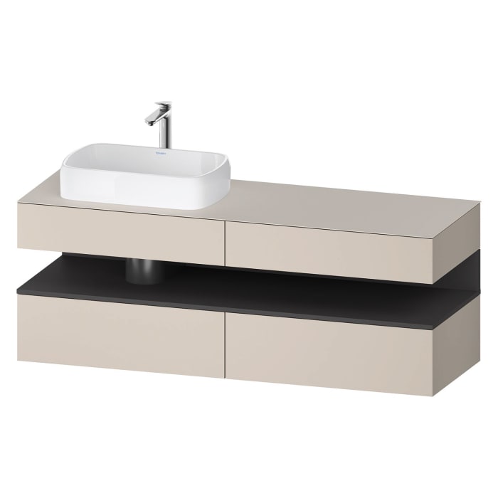 Duravit Qatego Konsolenwaschtischunterbau mit Ausschnitt links 160 x 60 cm, 4 Auszüge