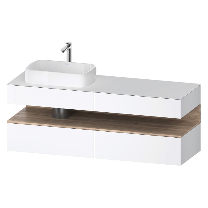 Duravit Qatego Konsolenwaschtischunterbau mit Ausschnitt links 160 x 60 cm, 4 Auszüge