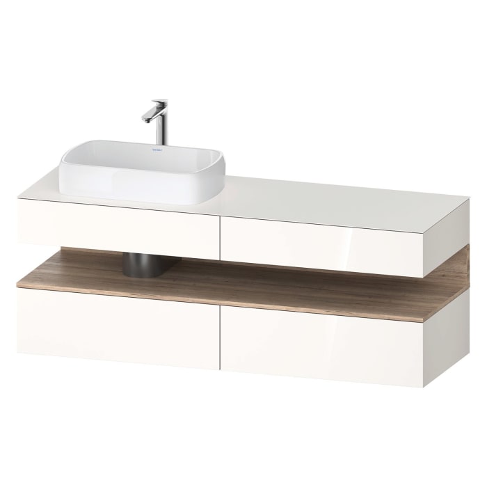 Duravit Qatego Konsolenwaschtischunterbau mit Ausschnitt links 160 x 60 cm, 4 Auszüge, mit LED Beleuchtung
