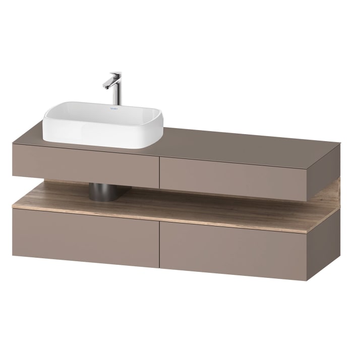 Duravit Qatego Konsolenwaschtischunterbau mit Ausschnitt links 160 x 60 cm, 4 Auszüge