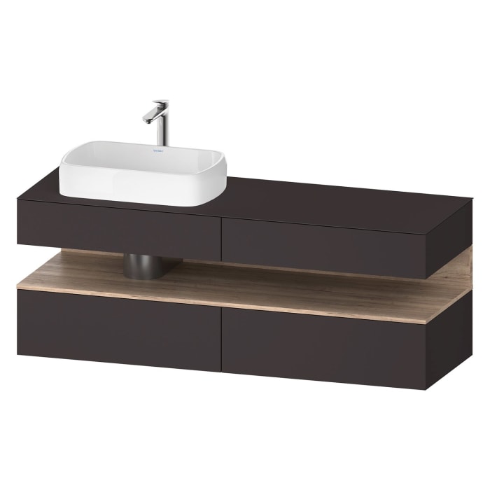 Duravit Qatego Konsolenwaschtischunterbau mit Ausschnitt links 160 x 60 cm, 4 Auszüge