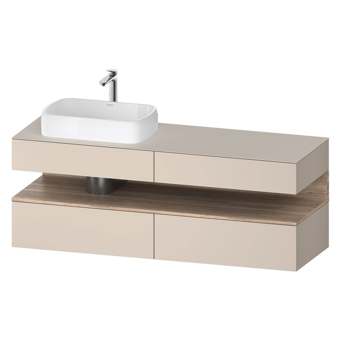 Duravit Qatego Konsolenwaschtischunterbau mit Ausschnitt links 160 x 60 cm, 4 Auszüge