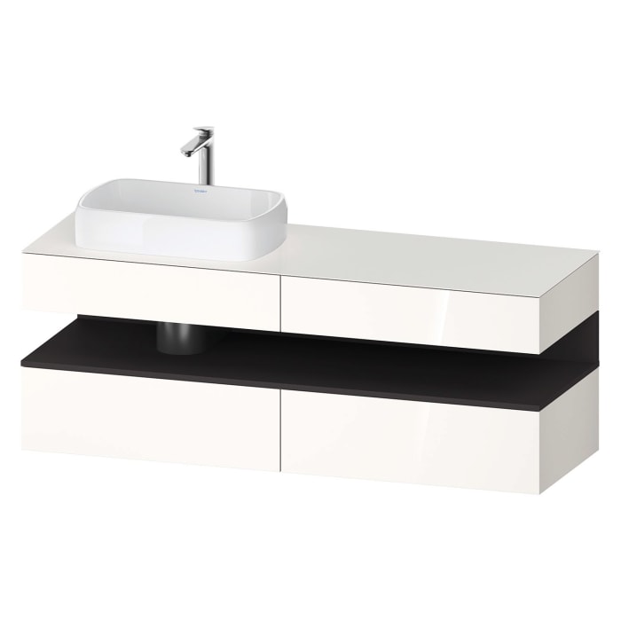 Duravit Qatego Konsolenwaschtischunterbau mit Ausschnitt links 160 x 60 cm, 4 Auszüge
