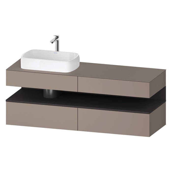 Duravit Qatego Konsolenwaschtischunterbau mit Ausschnitt links 160 x 60 cm, 4 Auszüge