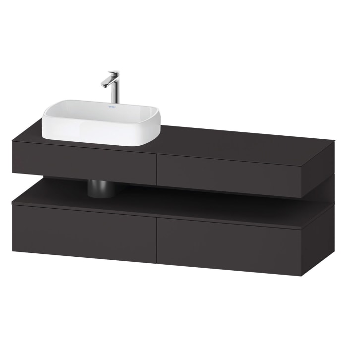 Duravit Qatego Konsolenwaschtischunterbau mit Ausschnitt links 160 x 60 cm, 4 Auszüge