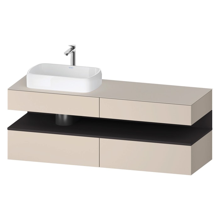 Duravit Qatego Konsolenwaschtischunterbau mit Ausschnitt links 160 x 60 cm, 4 Auszüge