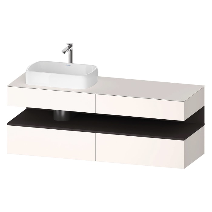 Duravit Qatego Konsolenwaschtischunterbau mit Ausschnitt links 160 x 60 cm, 4 Auszüge, mit LED Beleuchtung
