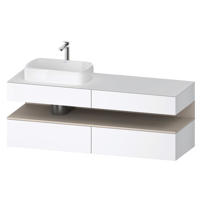 Duravit Qatego Konsolenwaschtischunterbau mit Ausschnitt links 160 x 60 cm, 4 Auszüge