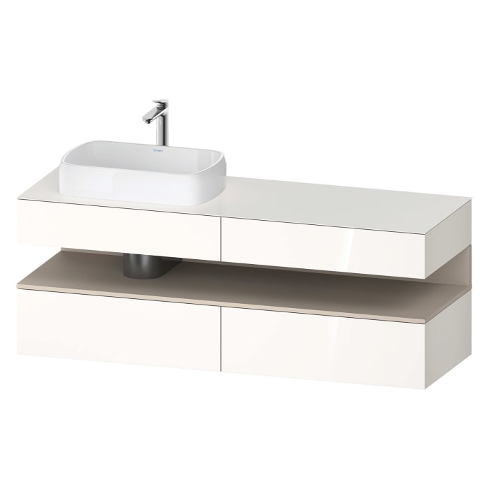 Duravit Qatego Konsolenwaschtischunterbau mit Ausschnitt links 160 x 60 cm, 4 Auszüge