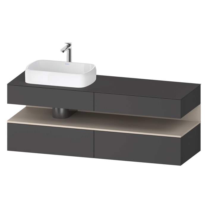 Duravit Qatego Konsolenwaschtischunterbau mit Ausschnitt links 160 x 60 cm, 4 Auszüge