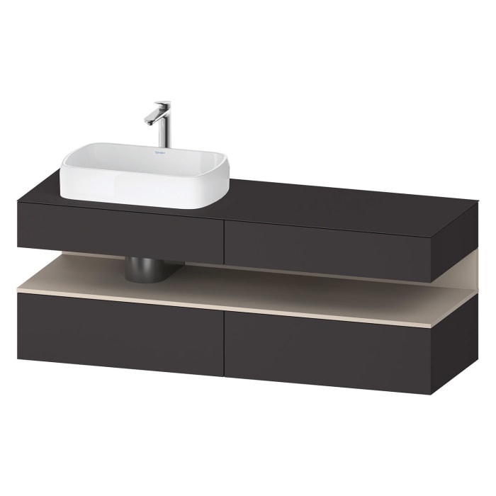 Duravit Qatego Konsolenwaschtischunterbau mit Ausschnitt links 160 x 60 cm, 4 Auszüge