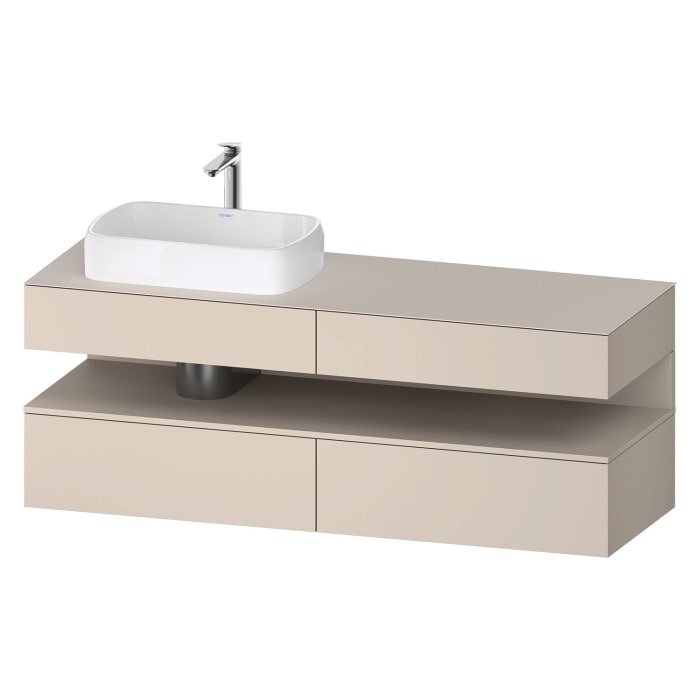 Duravit Qatego Konsolenwaschtischunterbau mit Ausschnitt links 160 x 60 cm, 4 Auszüge, mit LED Beleuchtung