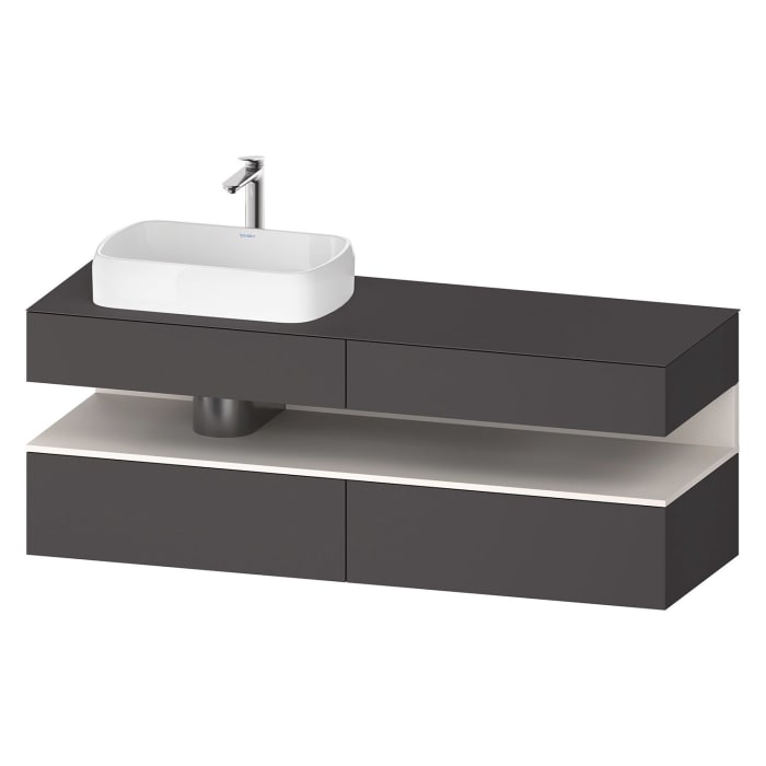 Duravit Qatego Konsolenwaschtischunterbau mit Ausschnitt links 160 x 60 cm, 4 Auszüge, mit LED Beleuchtung