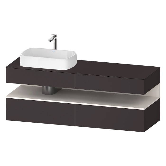 Duravit Qatego Konsolenwaschtischunterbau mit Ausschnitt links 160 x 60 cm, 4 Auszüge