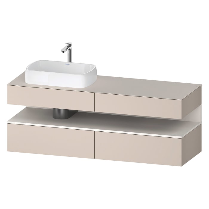 Duravit Qatego Konsolenwaschtischunterbau mit Ausschnitt links 160 x 60 cm, 4 Auszüge, mit LED Beleuchtung
