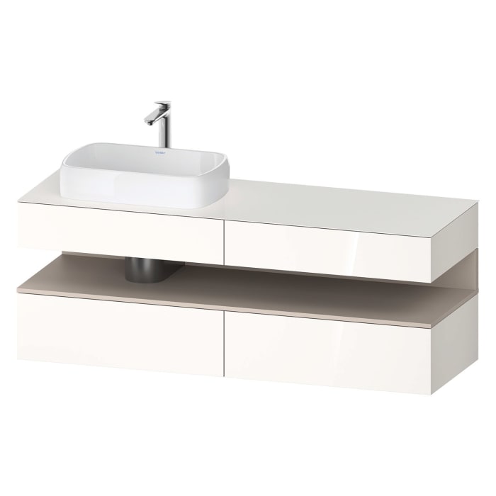 Duravit Qatego Konsolenwaschtischunterbau mit Ausschnitt links 160 x 60 cm, 4 Auszüge