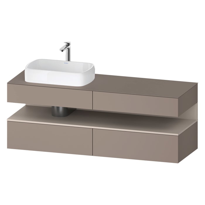 Duravit Qatego Konsolenwaschtischunterbau mit Ausschnitt links 160 x 60 cm, 4 Auszüge, mit LED Beleuchtung
