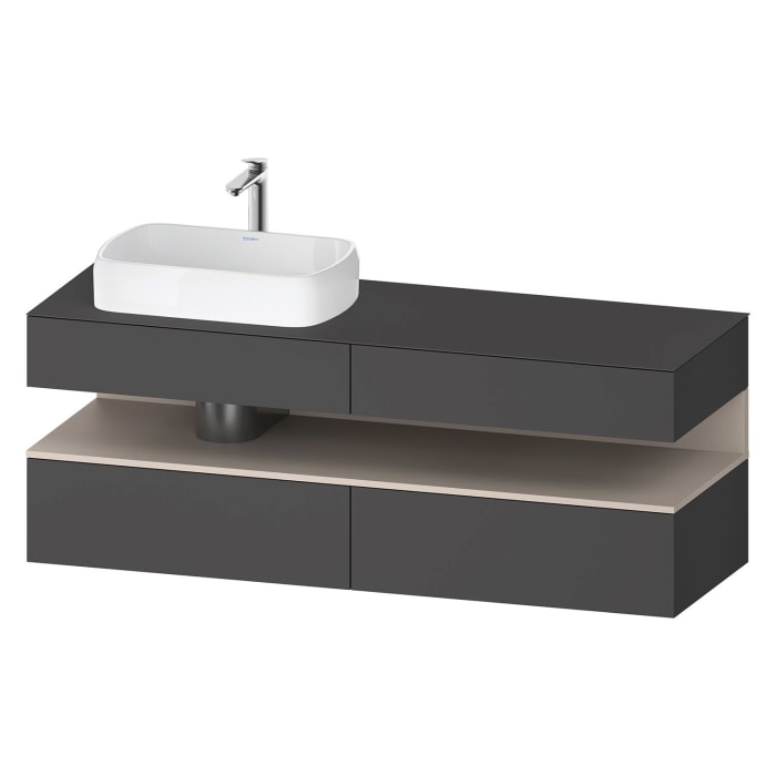 Duravit Qatego Konsolenwaschtischunterbau mit Ausschnitt links 160 x 60 cm, 4 Auszüge